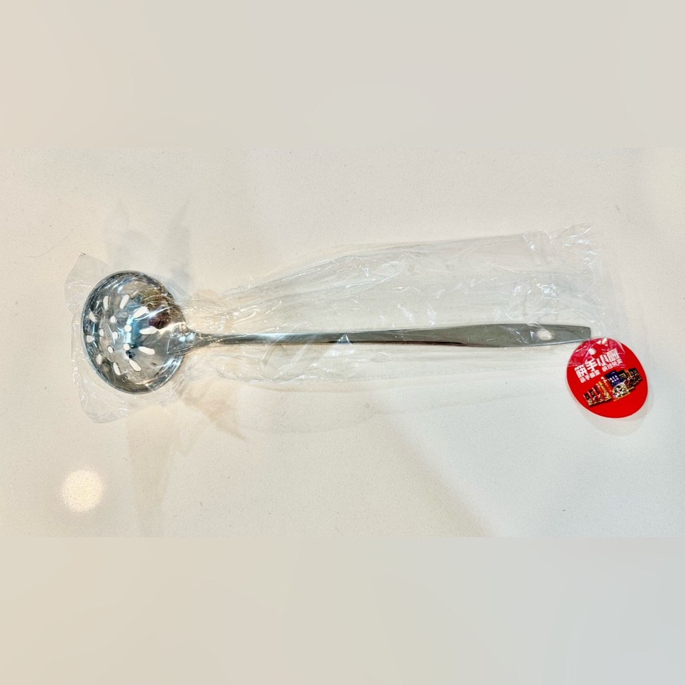 Elegant Silver Steel Serving Spoon_With holes to drain soup_NWT